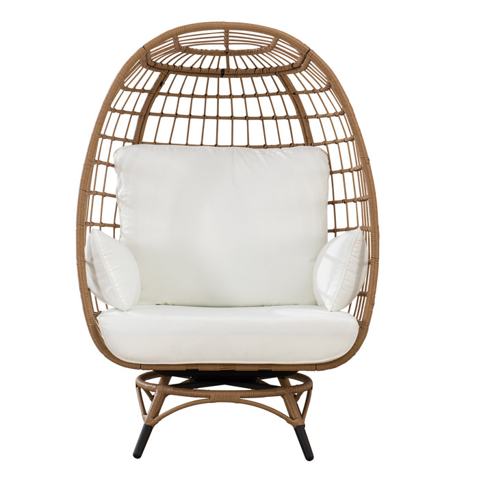 Highland Dunes Wellow Baytree Egg Swivel Patio Chair with Cushions